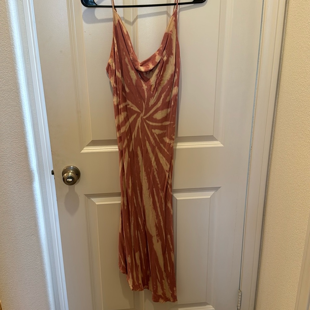 Tie die dress with cowl neck